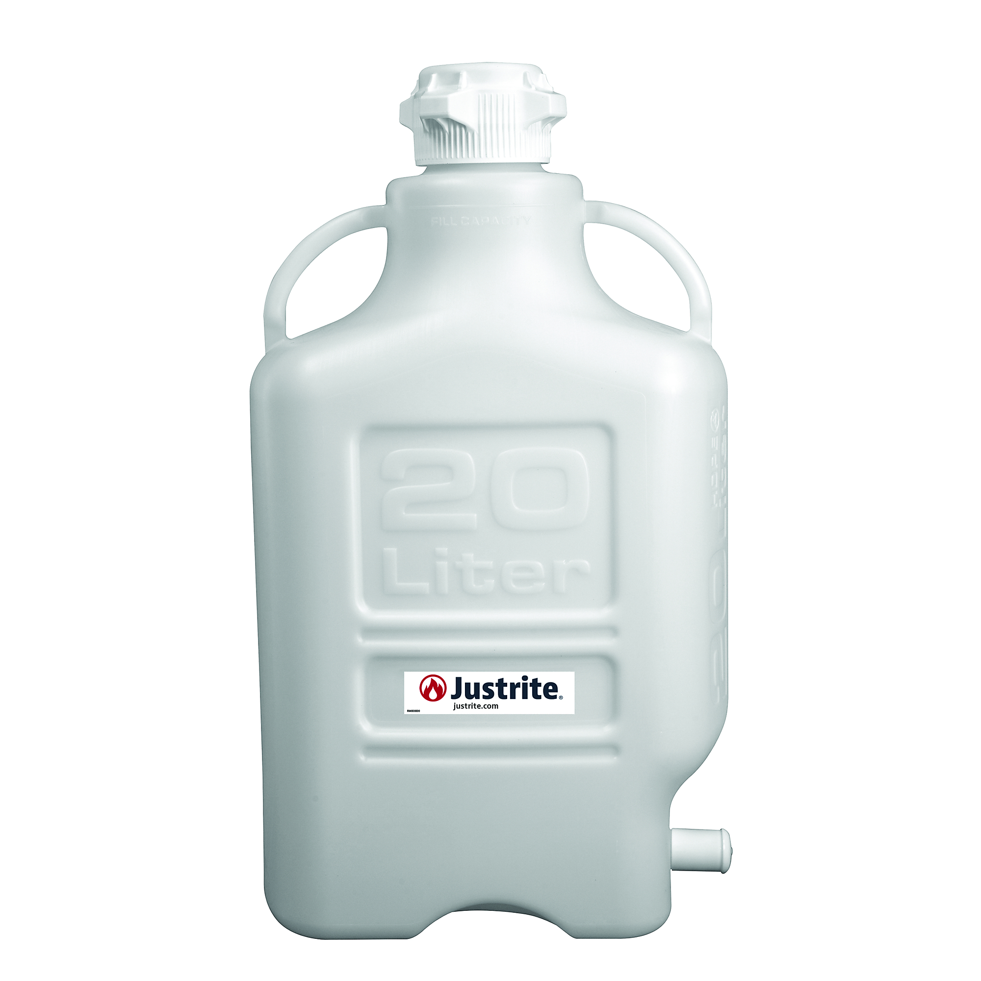 Justrite Polypropylene Carboy With Spigot — 20 Liters, 83mm Cap, Model# 12940